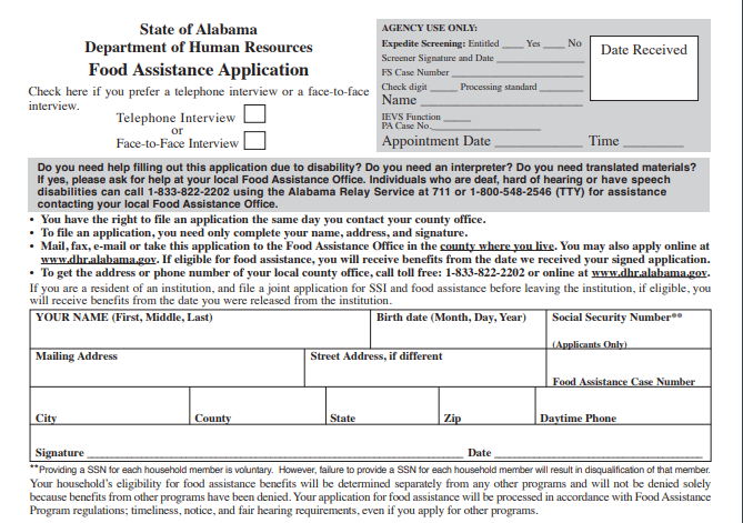 Snap Application form