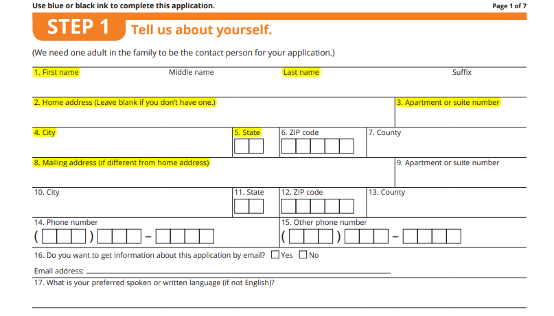 Medicaid Application form