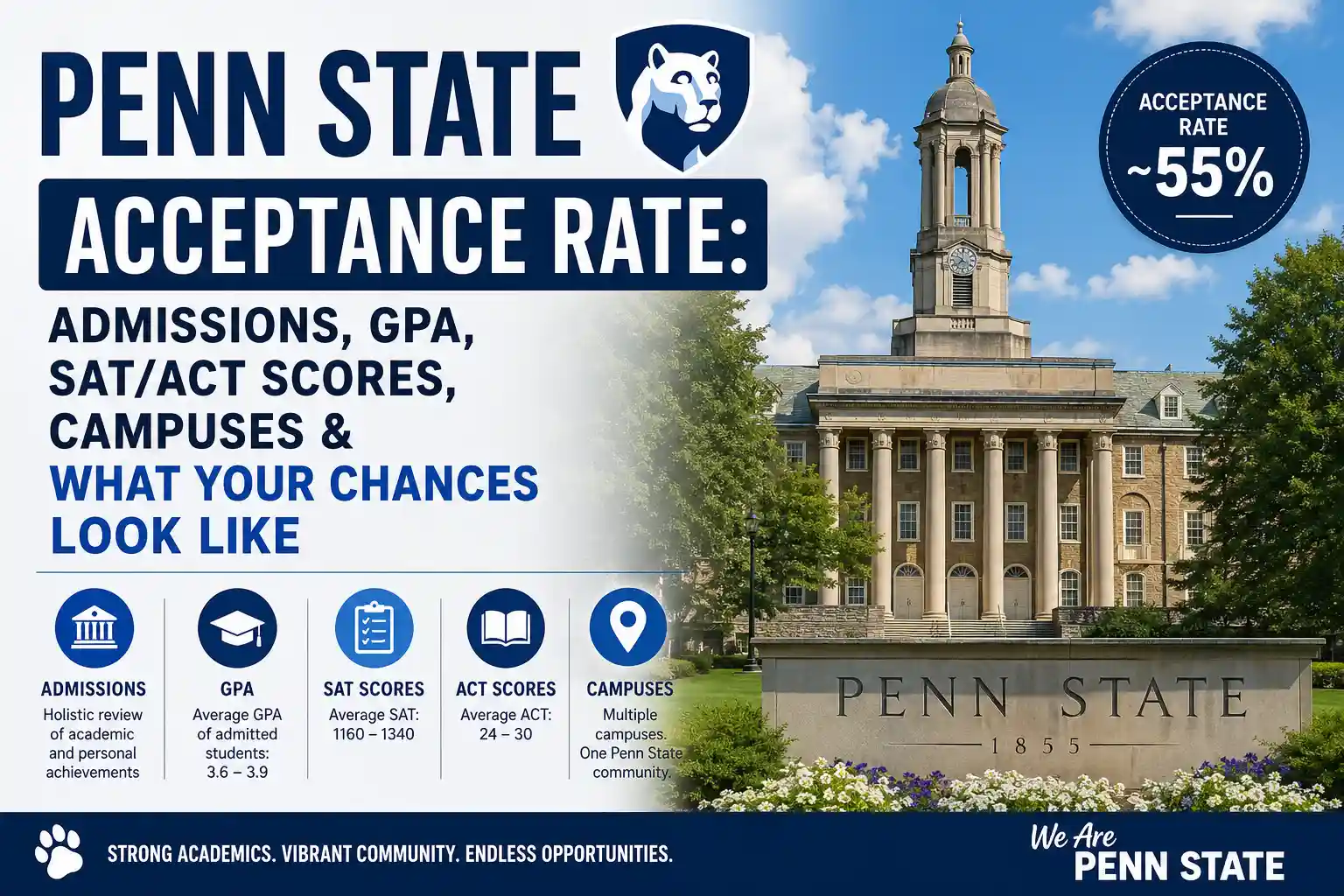 Penn State Acceptance Rate Admissions, GPA, SATACT Scores, Campuses & What Your Chances Look Like